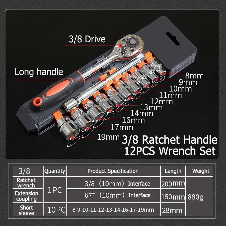KTX-116243 Universal Ratchet Socket Wrench Set - 85-Piece Hand Tool Kit