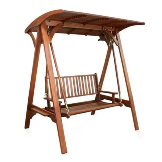 KTX-464019 Wooden Patio Swing Chair with Canopy for Garden and Backyard Relaxation