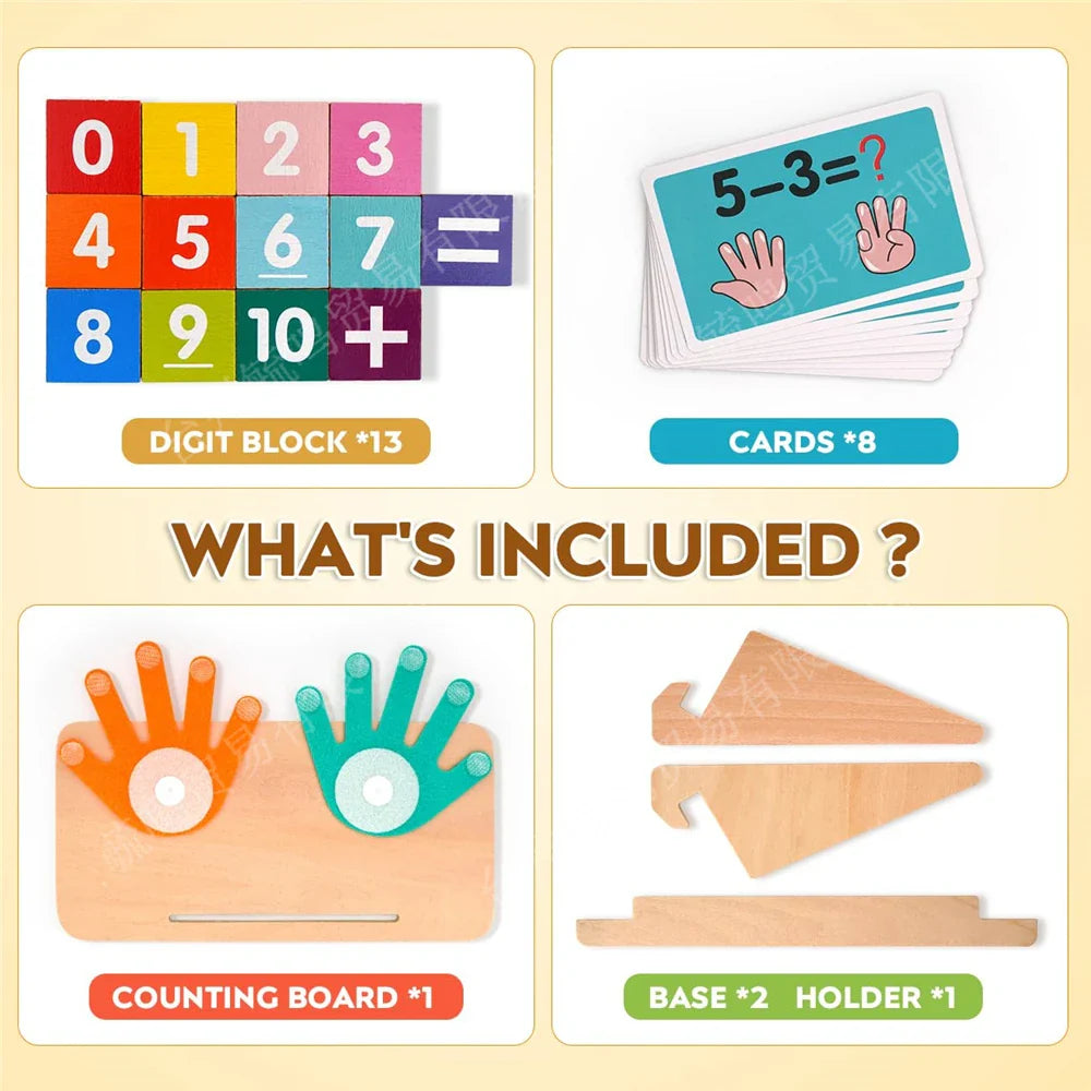 KTX-148115 Montessori Finger Counting Game - Educational Wooden Sensory Toy for Preschool Children