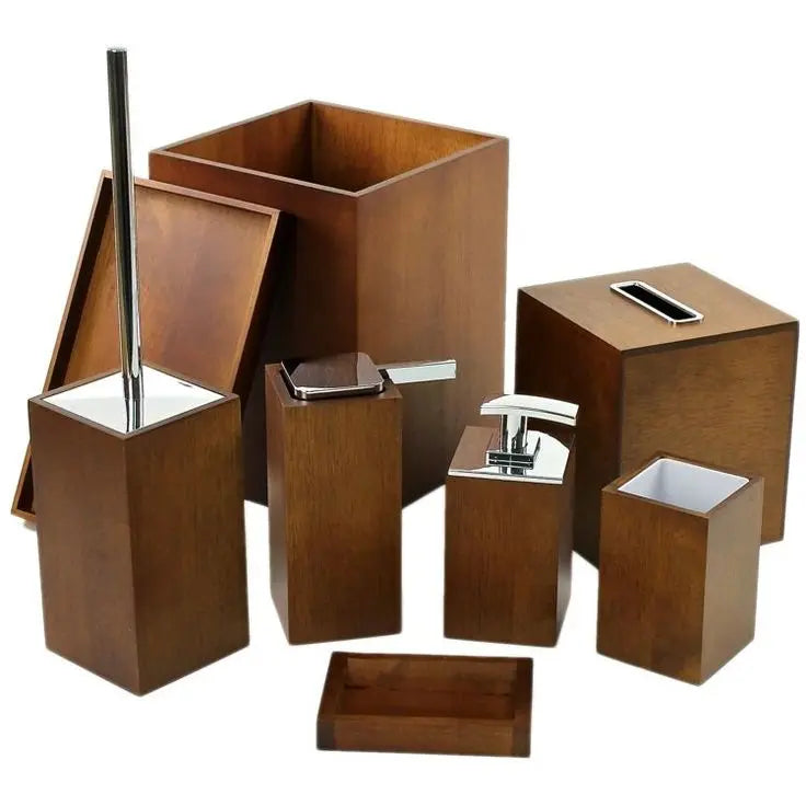 KTX-579987 Wooden Bathroom Accessory Set – Decorative Wood Bathroom Organisers in Custom Sizes