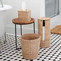 KTX-776595 Elegant Water Hyacinth 3-Piece Bathroom Accessory Set for Home Decor