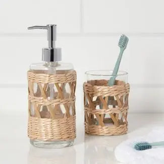 KTX-874899 Water Hyacinth 6-Piece Bathroom Accessory Set for Natural Home Decor