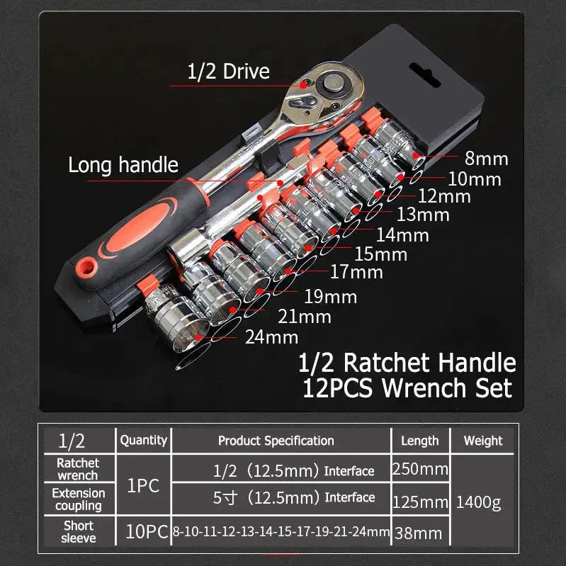 KTX-116243 Universal Ratchet Socket Wrench Set - 85-Piece Hand Tool Kit