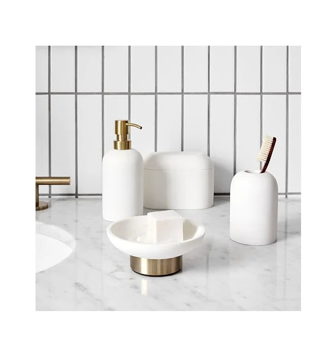 KTX-481683 Resin Bathroom Set with Toothpaste, Soap, and Lotion Dispensers - Custom Size Available
