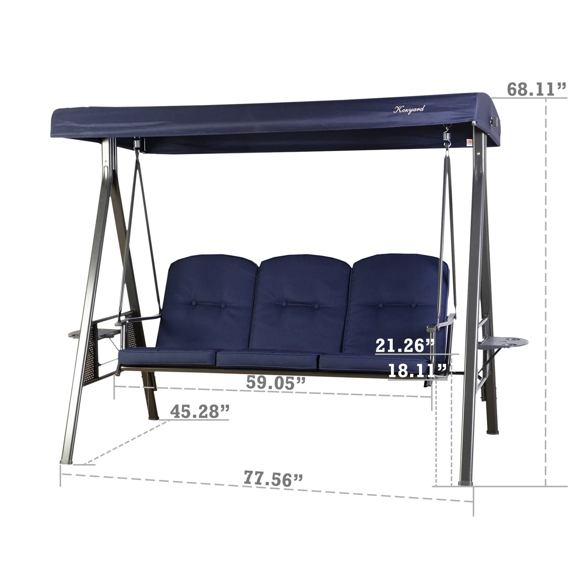 KTX-595091 Modern Hanging Swing Chair with Cushion and Iron Stand for Outdoor Spaces