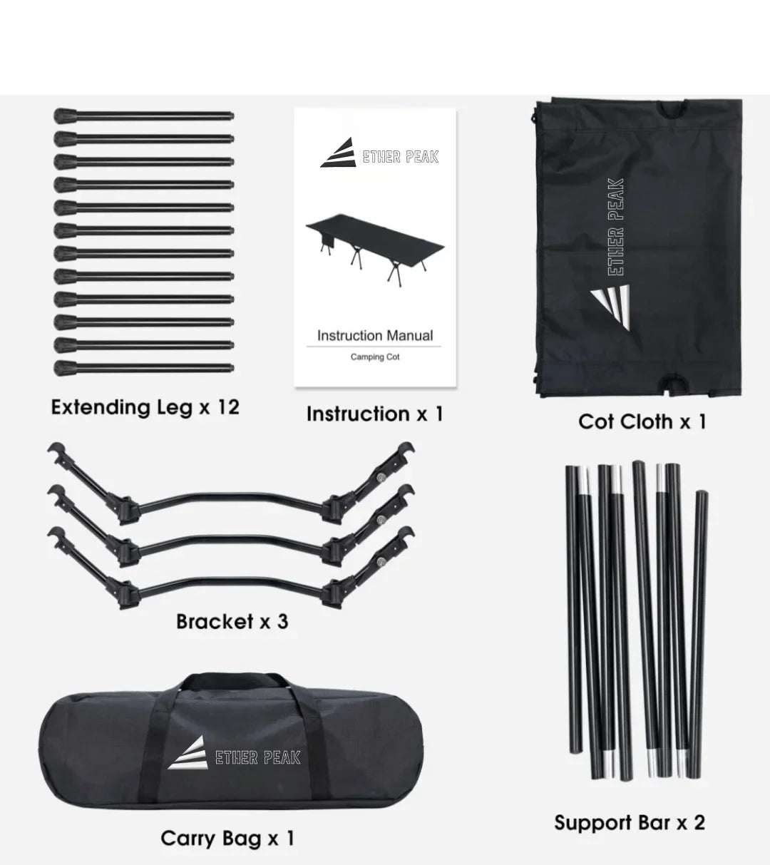 KTX-355667 Heavy Duty Portable Folding Camping Cot for Outdoor Use, Compact and Easy to Set Up Stretchers