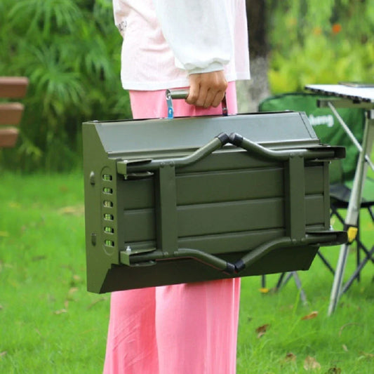 KTX-531347 Portable Charcoal Folding BBQ Grill with Stainless Steel Construction for Outdoor Cooking