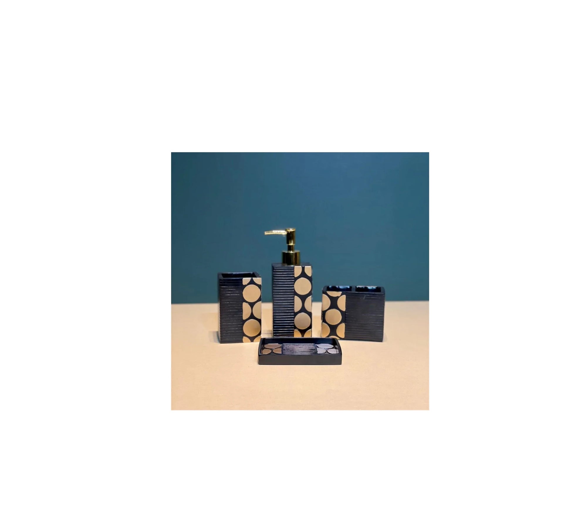 KTX-448915 Resin Bathroom Accessory Set - Elegant Hotel Quality Decor, Made in India