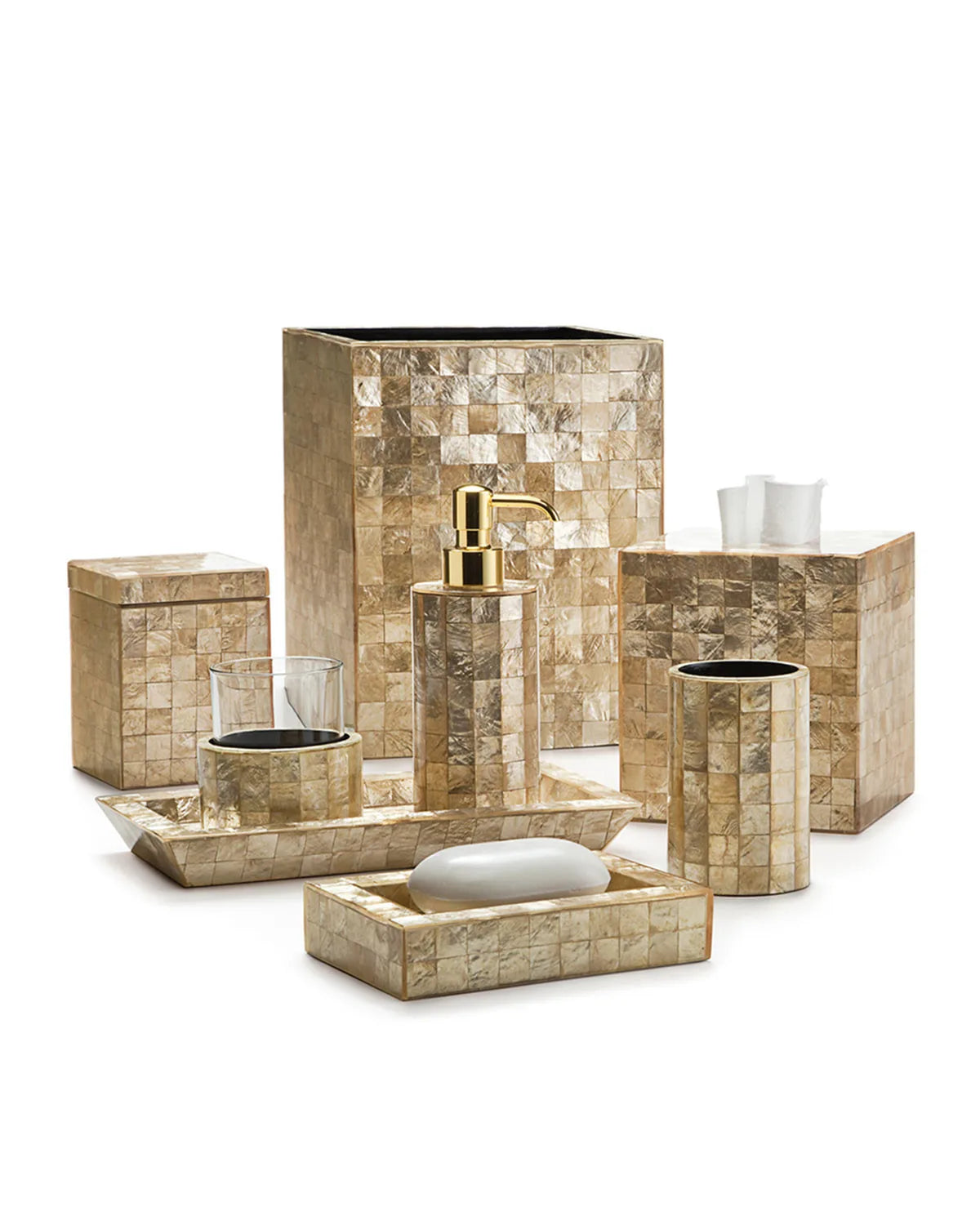 KTX-202579 Mother of Pearl Bathroom Accessory Set for Elegant Home Décor