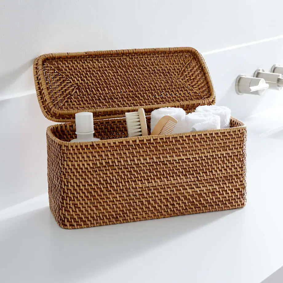 KTX-907667 Rattan Bathroom Accessories Set for Elegant Home Décor