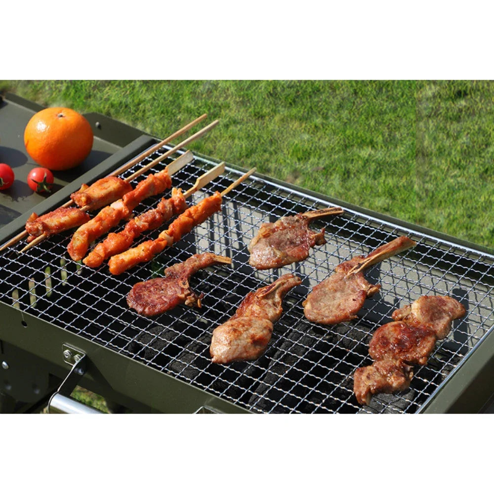 KTX-531347 Portable Charcoal Folding BBQ Grill with Stainless Steel Construction for Outdoor Cooking