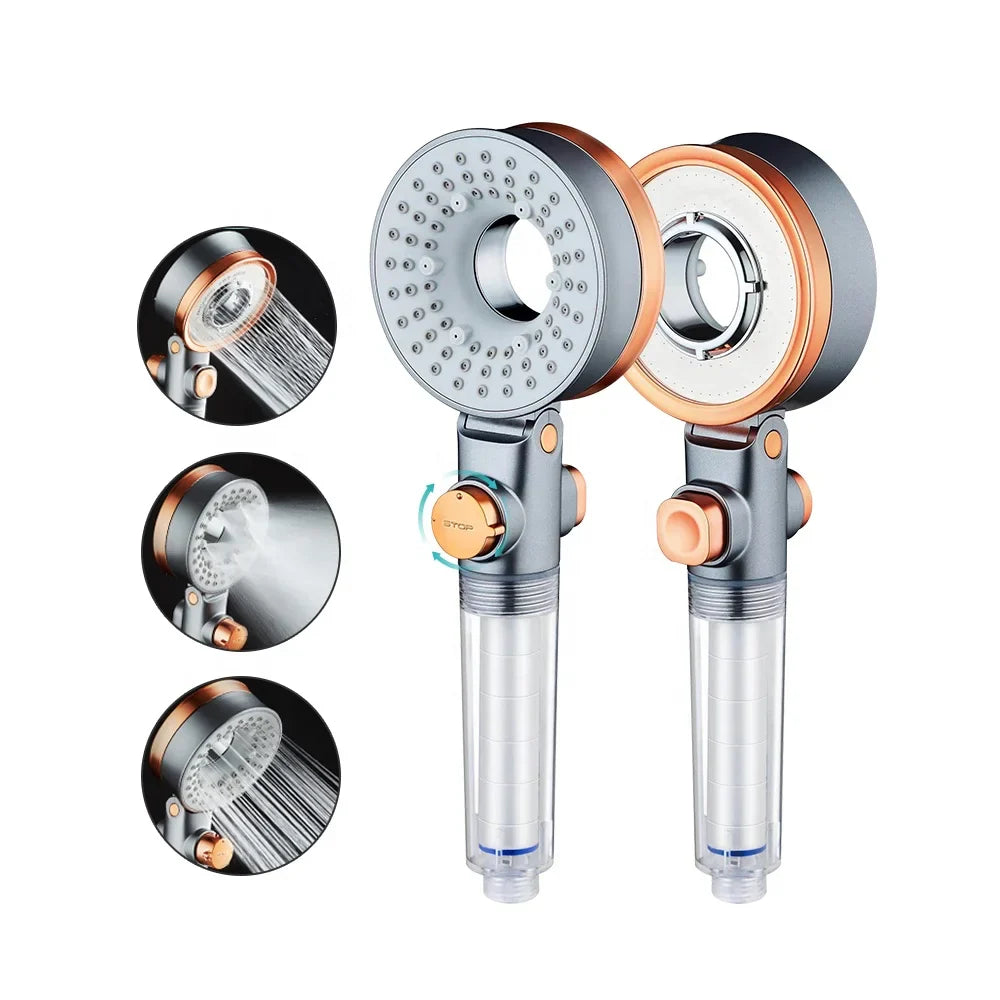 KTX-539923 Modern Chrome Shower Head with Waterfall and Rainfall Features