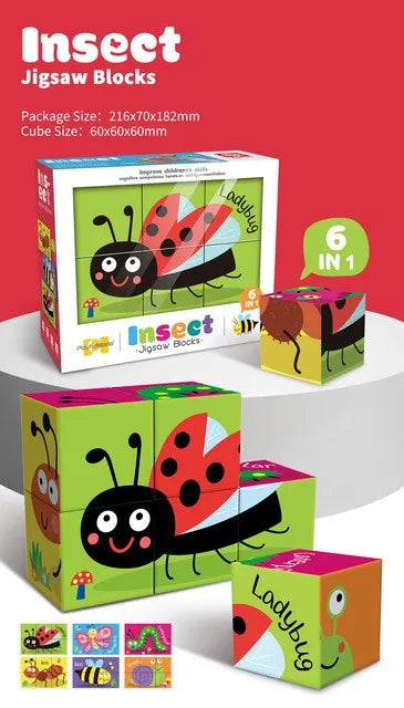 KTX-281875 6 in 1 Jigsaw Puzzle Set for Kids - Ocean, Insect, Universe, Arctic Themes, Educational Fun