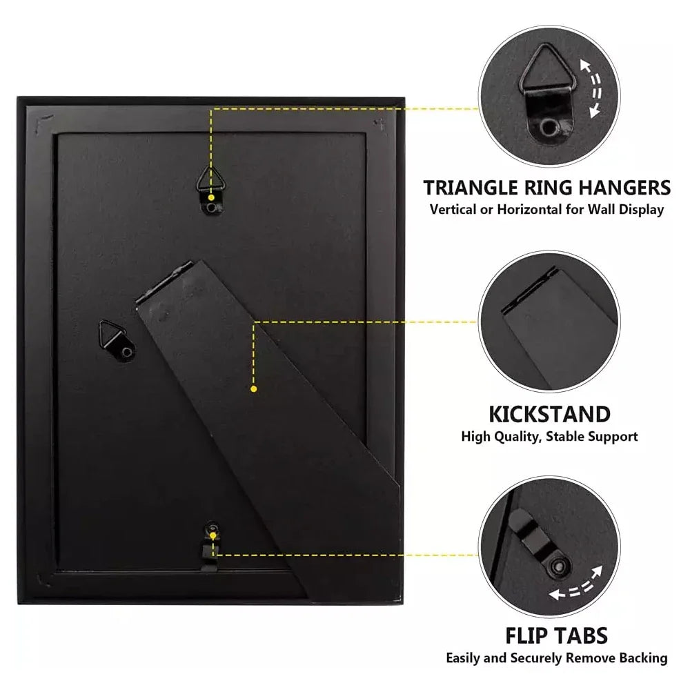 KTX-833683 Black and White Poster Picture Frames in Various Sizes: 4x6, 5x7, 6x8, 8x10, A1, A2, A3, A4, A5, 11x14, 12x16, 12x18, 16x20, 18x24, 24x36