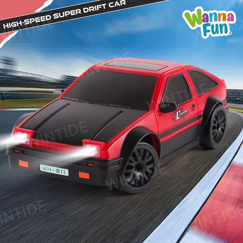 KTX-395987 1:24 Scale High Speed 4WD Drift Racing Toy Car with LED Lights and Remote Control - Kid-Friendly Design