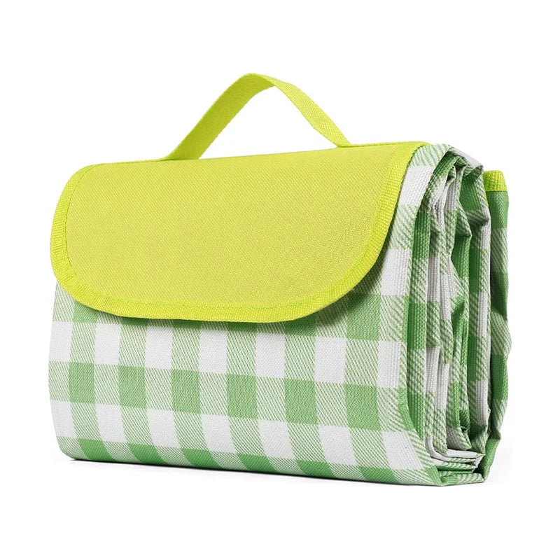 KTX-840915 Outdoor Eco-Friendly Waterproof Picnic Blanket with Leather Strap - Portable Recycled Oxford Mat for Camping and Beach
