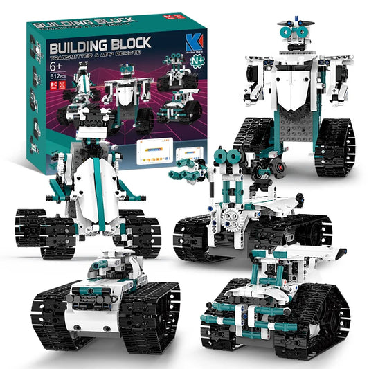 KTX-586451 5-in-1 Educational Steam Robot Building Block Set for Kids - DIY Electric Assembly 3D Puzzle Toy