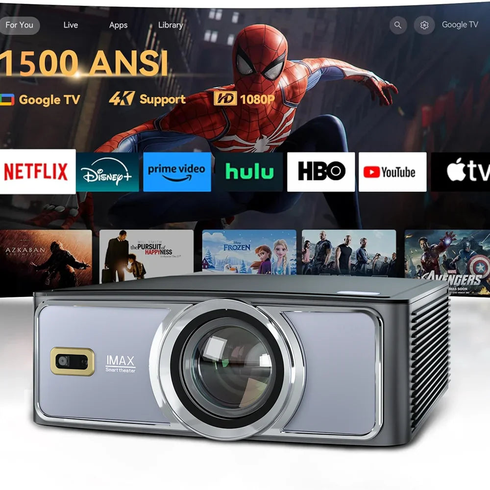 KTX-712147 4K Home Cinema Projector with 1500 ANSI Brightness and 5G WiFi, Google TV OS, LED Lamp