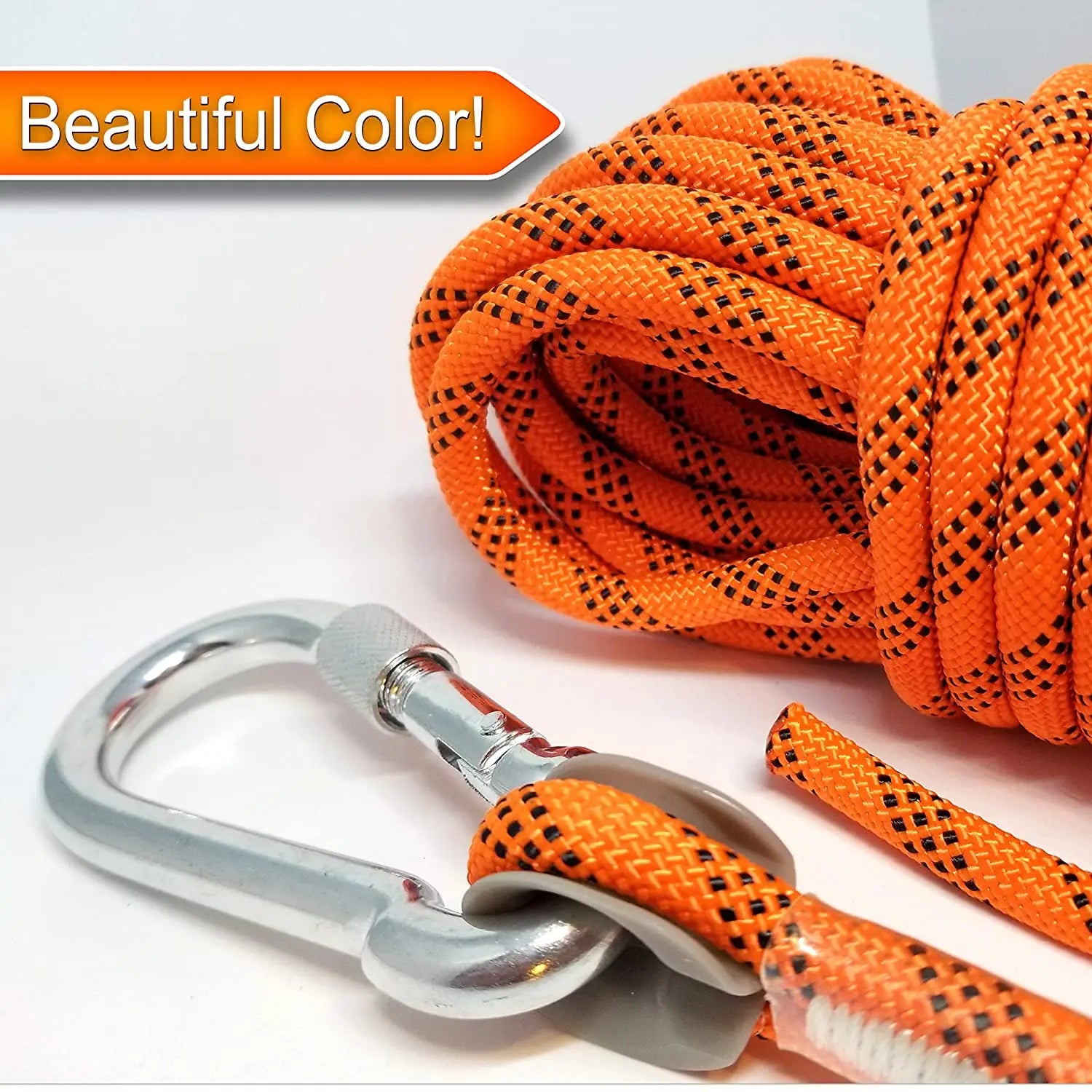 KTX-748883 10mm Outdoor Colored Knotted Nylon Climbing Rope - High Strength Static Mountain Safety Rope