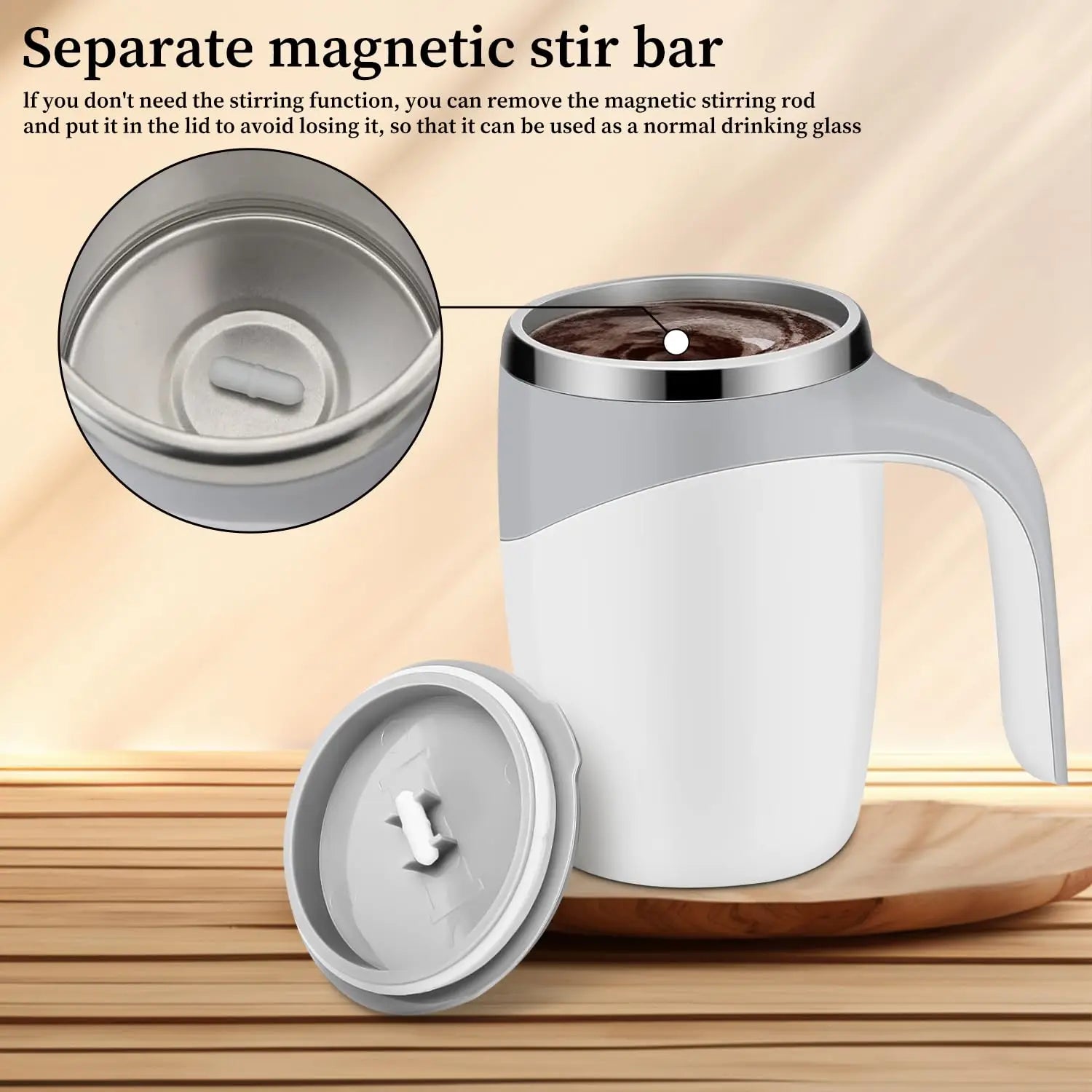 KTX-728019 Self-Stirring Electric Coffee Mug with Lid, Portable Automatic Mixing Coffee Cup
