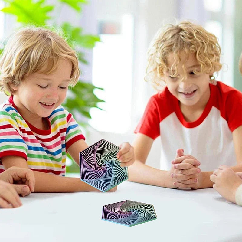 KTX-080275 3D Printed Fractal Hexagon Fidget Spiral Toy for Stress Relief and Anxiety Management