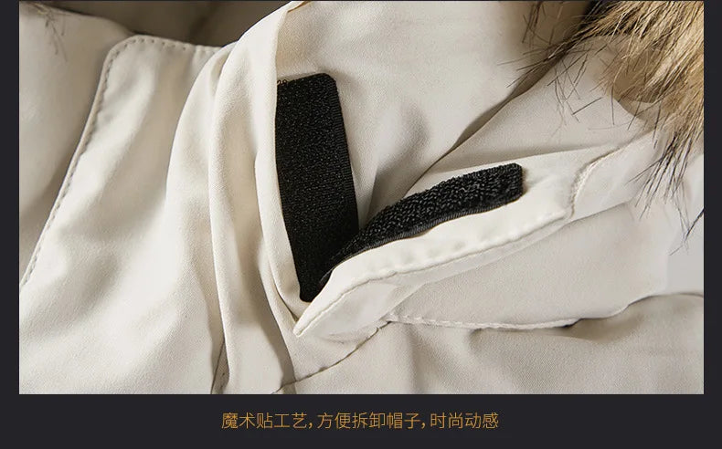 KTX-505363 Mens Winter Jacket Coat Oversized Thick Warm Outdoor Casual Solid Down Jackets for Men Simple Trendy Fur Collar Men's Coats