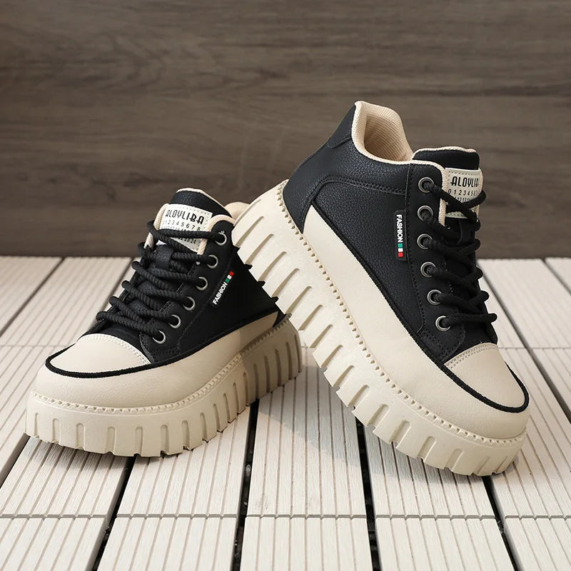 KTX-737043 ZY12262 New Versatile Board Shoes Autumn Pinecake Sole Student Thick Sole Elevated Fashion Casual Shoes