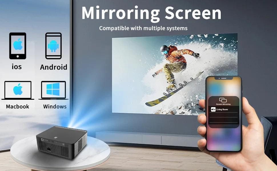 KTX-943827 Z8 Smart Projector with 800 ANSI Full HD and Android Support, Electronic Trapezoid Correction