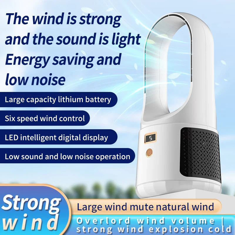 KTX-672147 Portable Bladeless Desk Fan – Rechargeable Personal Cooling Device for Home and Office Use