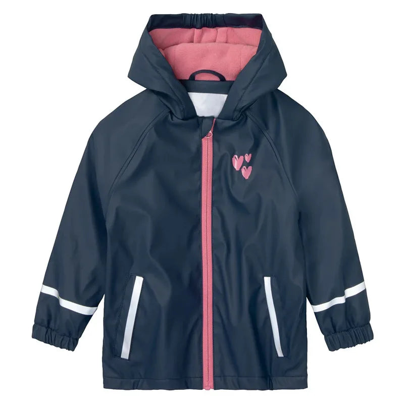 KTX-129107 Waterproof Two-Piece Fleece-Lined PU Children's Jackets t Zipper Closure Cartoon Softshell Rainwear Girl's Clothing Kids