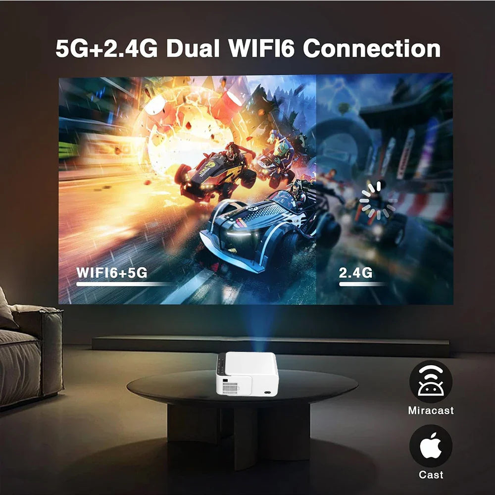 KTX-400275 Compact 4K LED Mini Projector with Android 13 for Home Theatre and Movie Experience