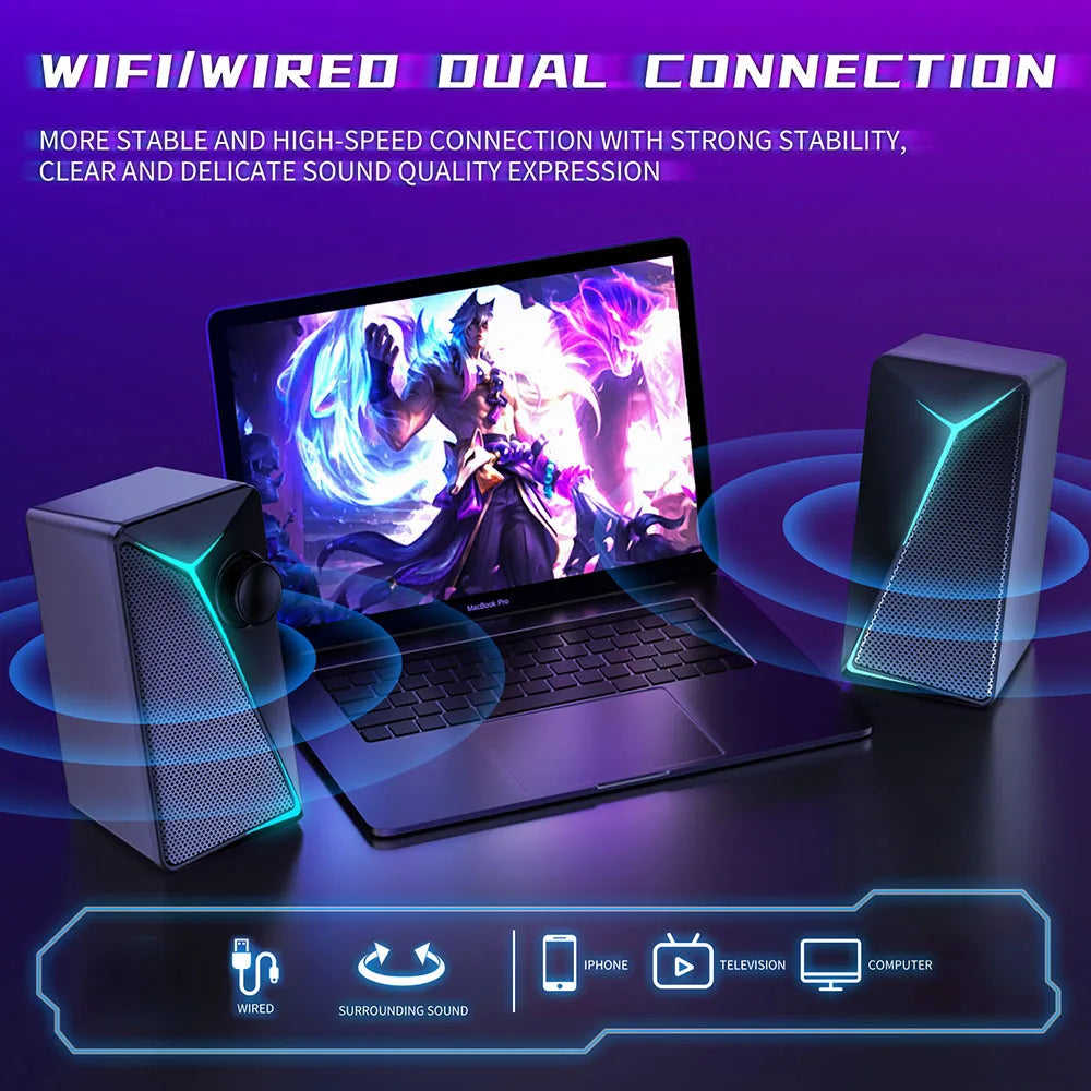 KTX-283347 2.0 Desktop USB RGB Multimedia Speaker with Super Bass for PC and Laptop Gaming