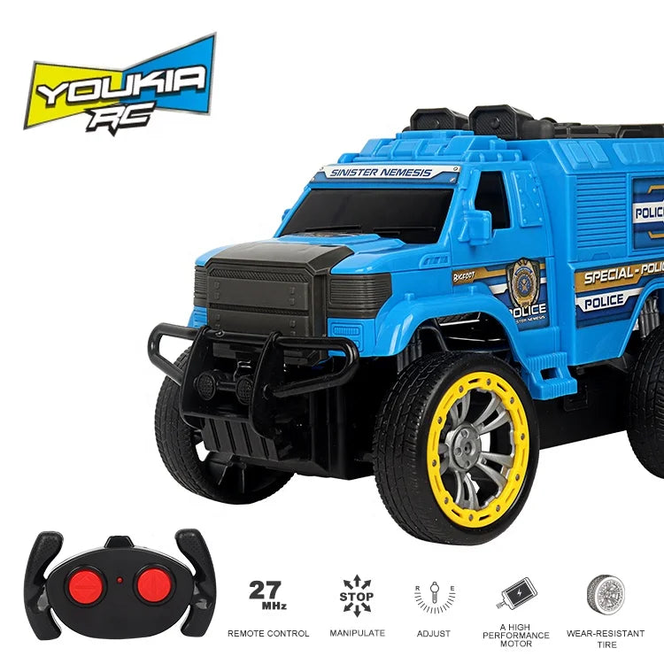 KTX-950739 Blue Remote Control Electric Car 27MHz 4x4 Stunt Vehicle for Kids 1/16 Scale Indoor-Outdoor Use