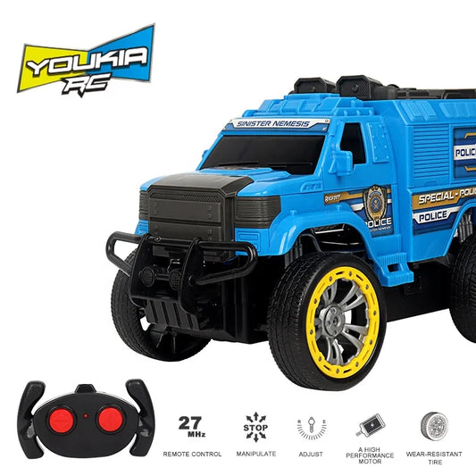 KTX-950739 Blue Remote Control Electric Car 27MHz 4x4 Stunt Vehicle for Kids 1/16 Scale Indoor-Outdoor Use