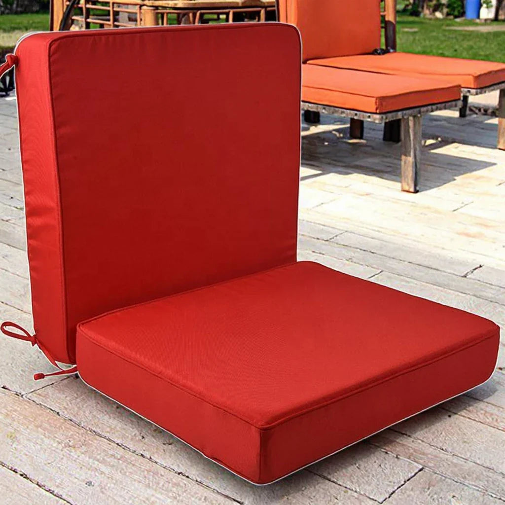KTX-118867 Weatherproof Outdoor Lounge Chair Cushions - 2 Pack Modern Square Design in 100% Polyester