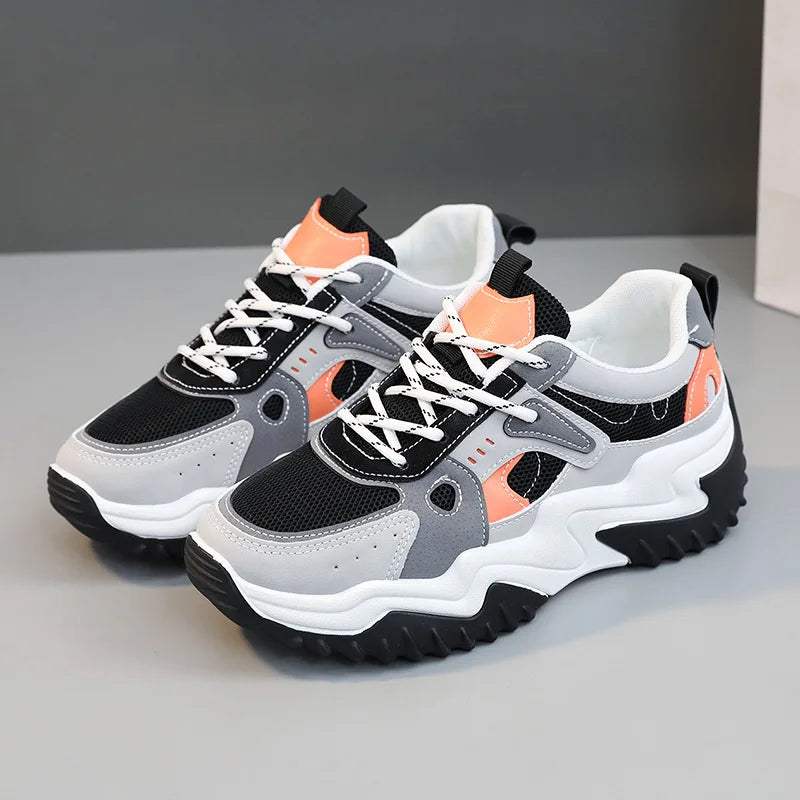 KTX-540435 SH201 New Colored Mesh Women's Board Shoes Summer Breathable Thick Sole Running Shoes Student Fashion Casual Shoes