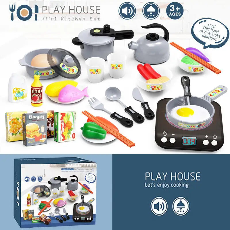 KTX-737171 Pretend Play Cooking Kitchen Toy Set for Kids Ages 2-13, Plastic Cooking Tools and Accessories