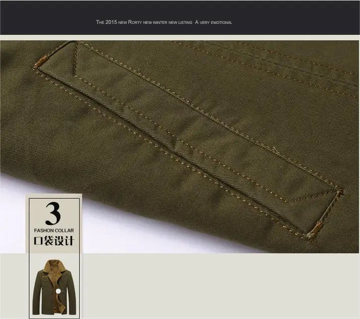KTX-210451 Men's Winter Jacket Fleece-Wrapped and Windproof Washed Cotton Style Youth Thermal Motorcycle Jacket Canvas Fabric