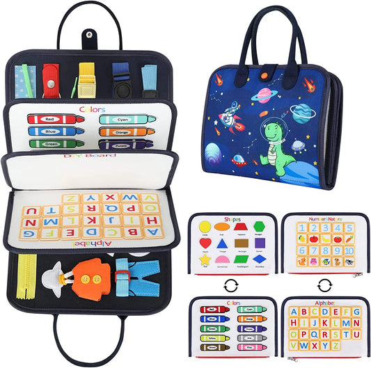 KTX-394451 Montessori Toddler Busy Board for Ages 1-4, Educational Sensory Toy for Fine Motor Skills and Travel