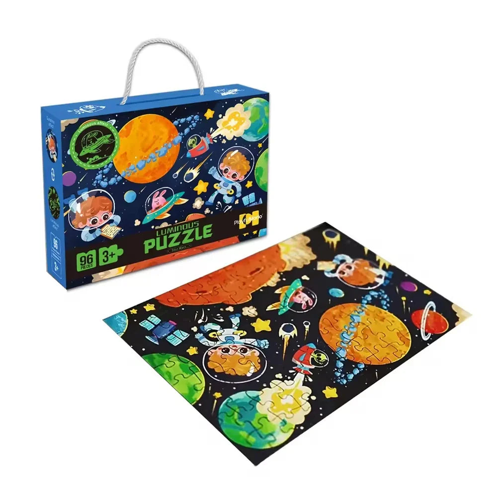 KTX-264915 Glow in the Dark 96-Piece Jigsaw Puzzle for Kids - Unique Educational Luminous Toy