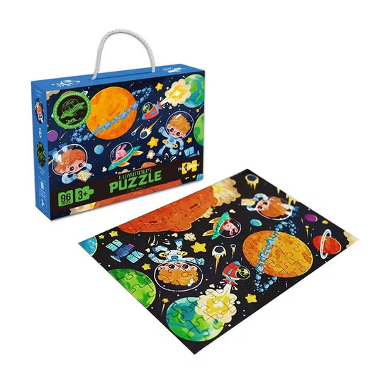 KTX-264915 Glow in the Dark 96-Piece Jigsaw Puzzle for Kids - Unique Educational Luminous Toy