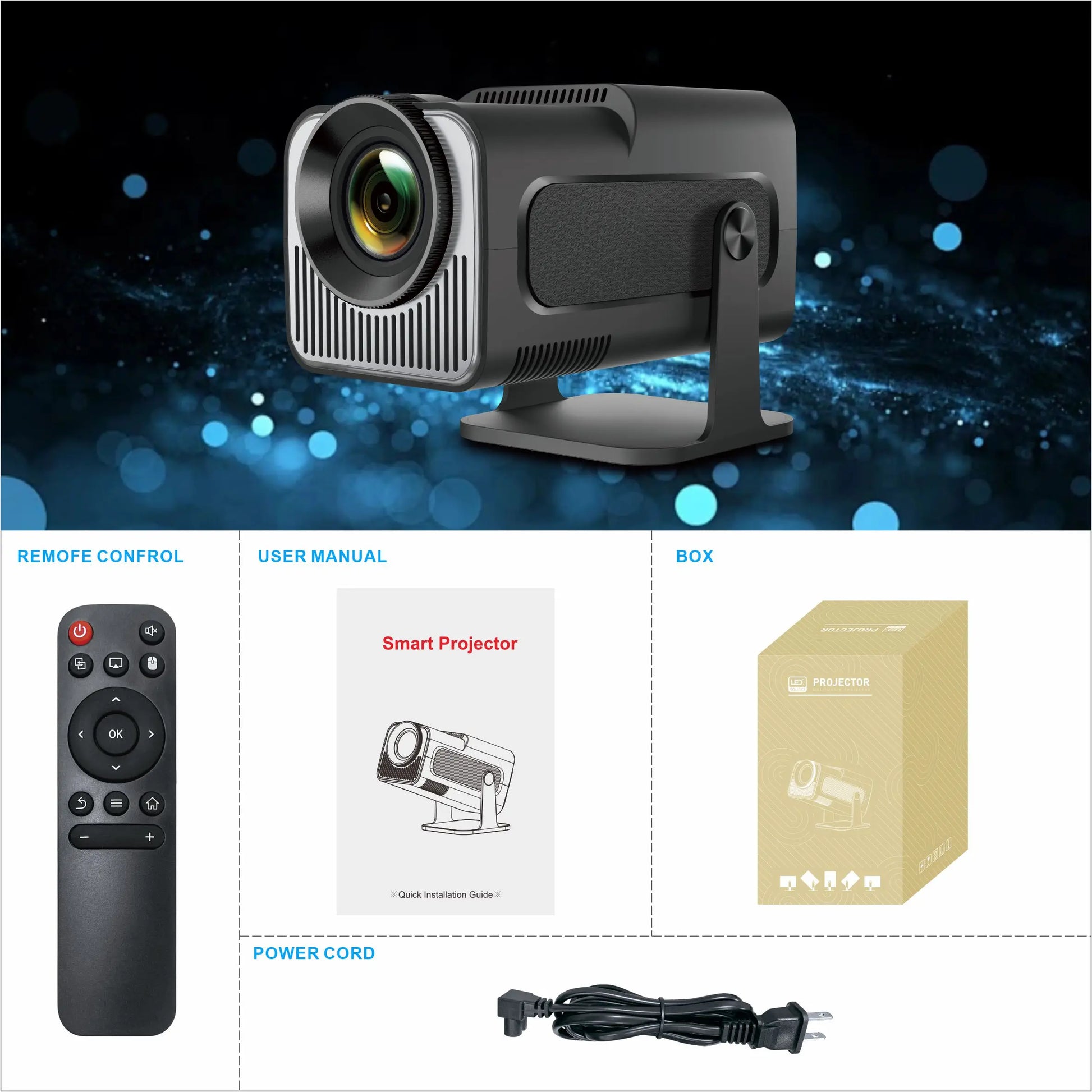 KTX-205971 Mini 4K Smart Projector with 150-Inch Screen, 1280x720p Resolution, Android 11, for Home and Outdoor Use