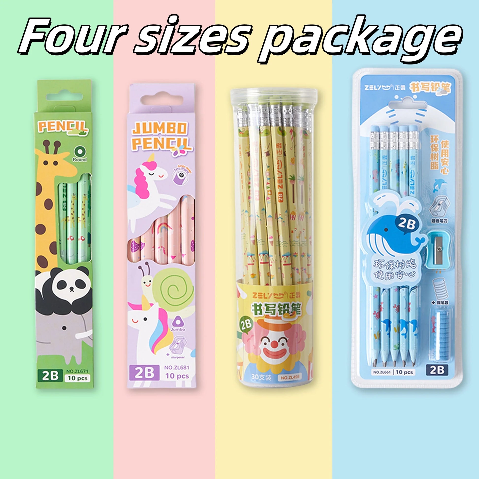 KTX-436115 Cartoon Jumbo Pencil Set - 30 Piece HB Pencils for Office and School Use