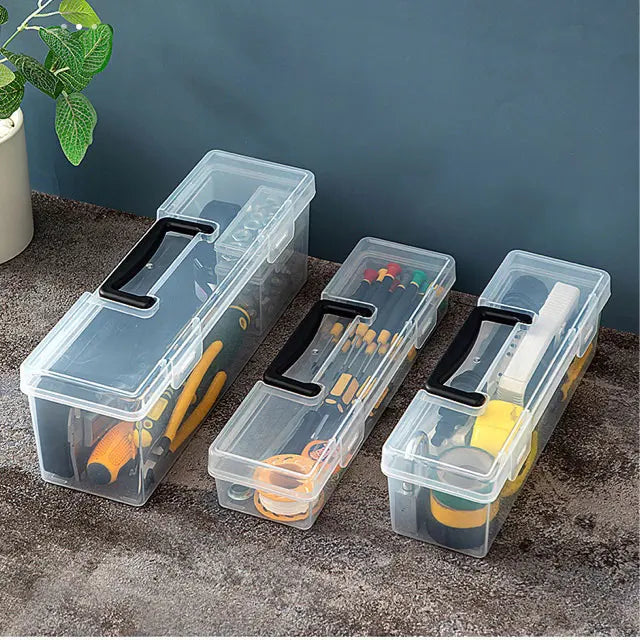 KTX-083475 Transparent Hand-held Multifunctional Tool Storage Box for Wrenches and Accessories