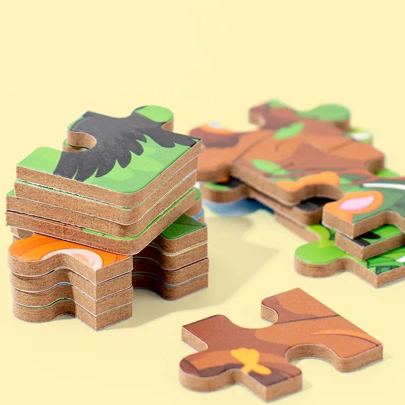 KTX-349331 60-Piece Educational Dinosaur Jigsaw Puzzle for Kids - Iron Box Wooden Puzzle Toys