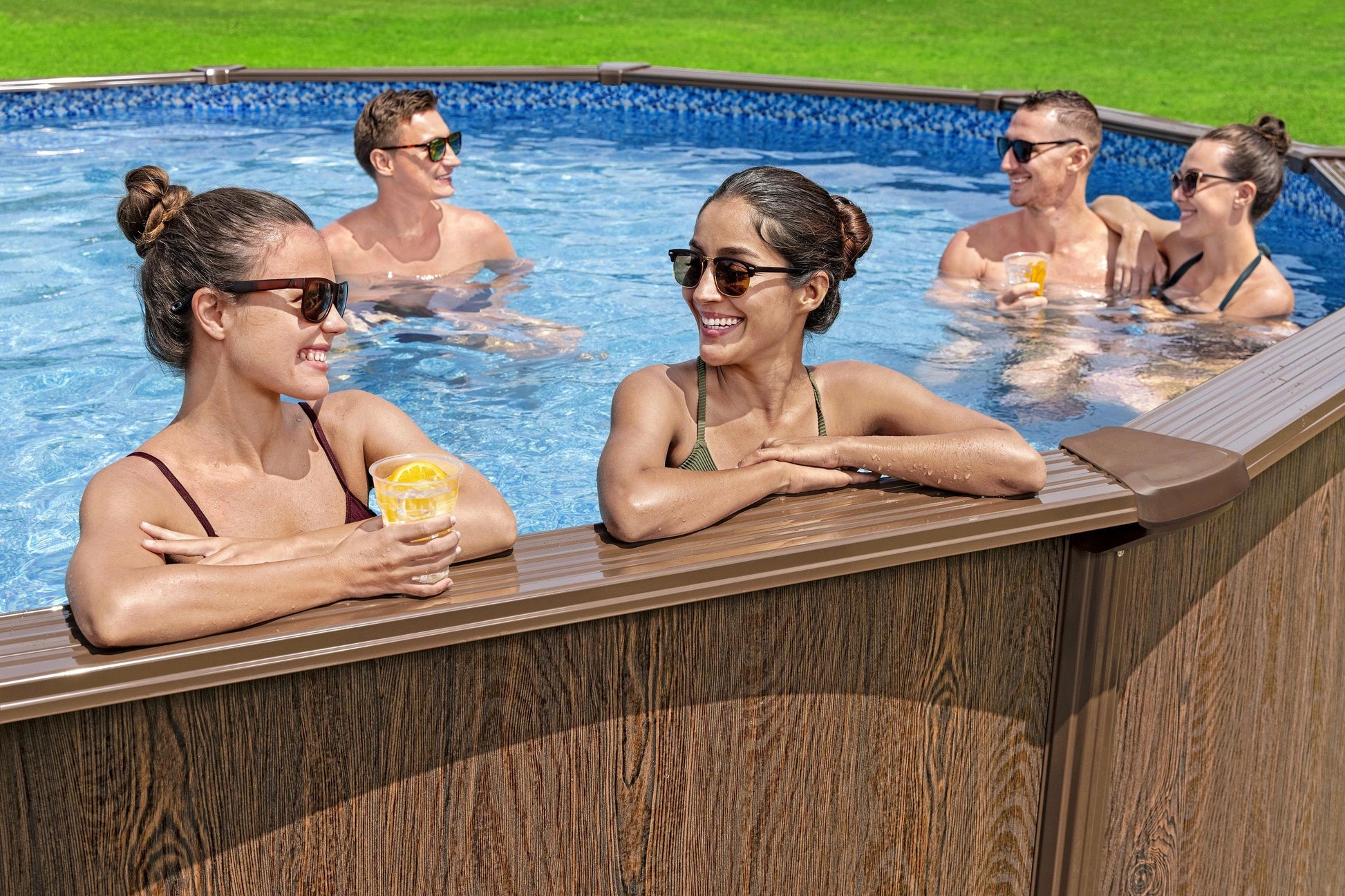 KTX-618963 Large Round Above Ground Family Swimming Pool Set - 5.49 m x 1.32 m Outdoor Portable Design