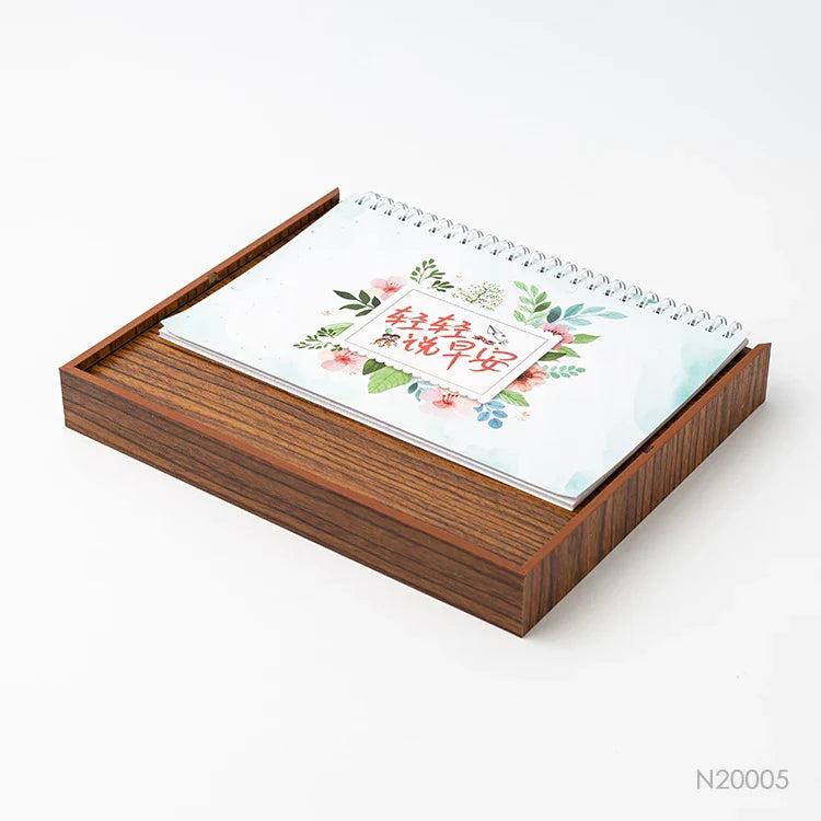 KTX-360531 Eco-Friendly Custom Notepad with Sticky Notes and Wooden Desk Calendar
