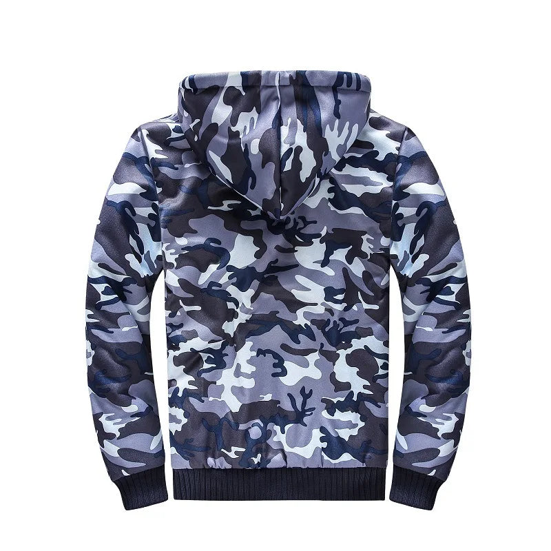 KTX-439827 Men's Plush Camouflage Jacket Winter Oversized Slim Coat Fabric Finished Weaving Sporty Style