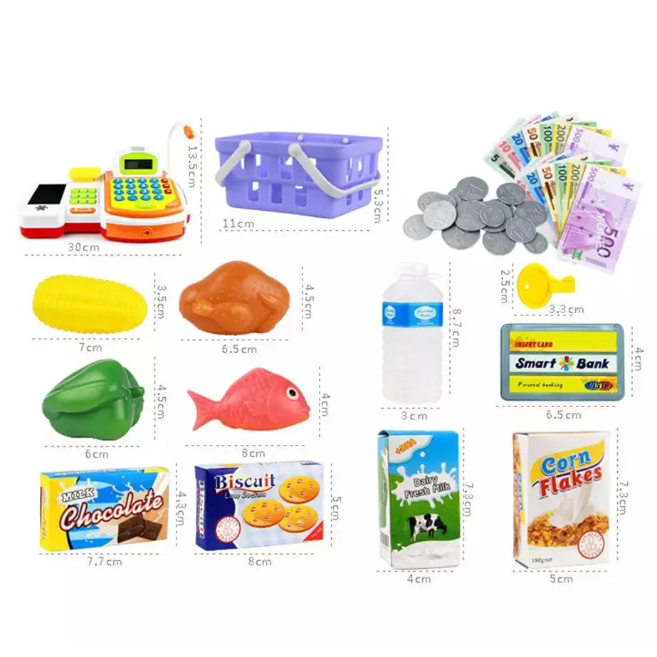 KTX-211731 Supermarket Cash Register Toy with Mini Accessories for Kids 2-14 Years, EPT Model EPT608354/EPT608370