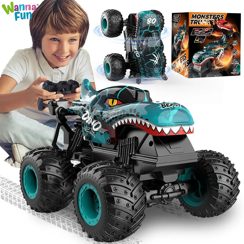 KTX-934931 360° Rotating Remote Control Dinosaur Stunt Truck - 2.4G Electric Crawler for Indoor and Outdoor Play